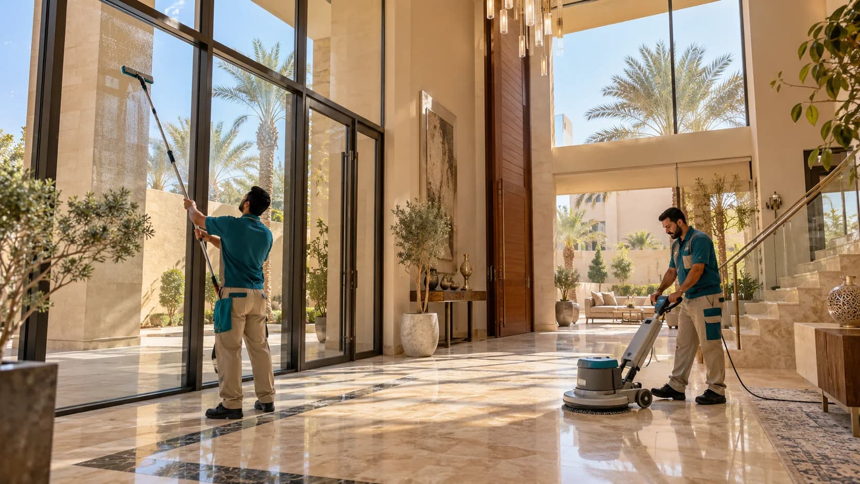 شركة تنظيف فلل في الملقا بالرياض داخل فيلا حديثة